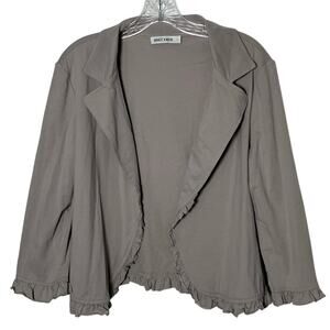 Grace Karin Open-Front Blazer Cardigan Women's Large Gray Ruffle Trim